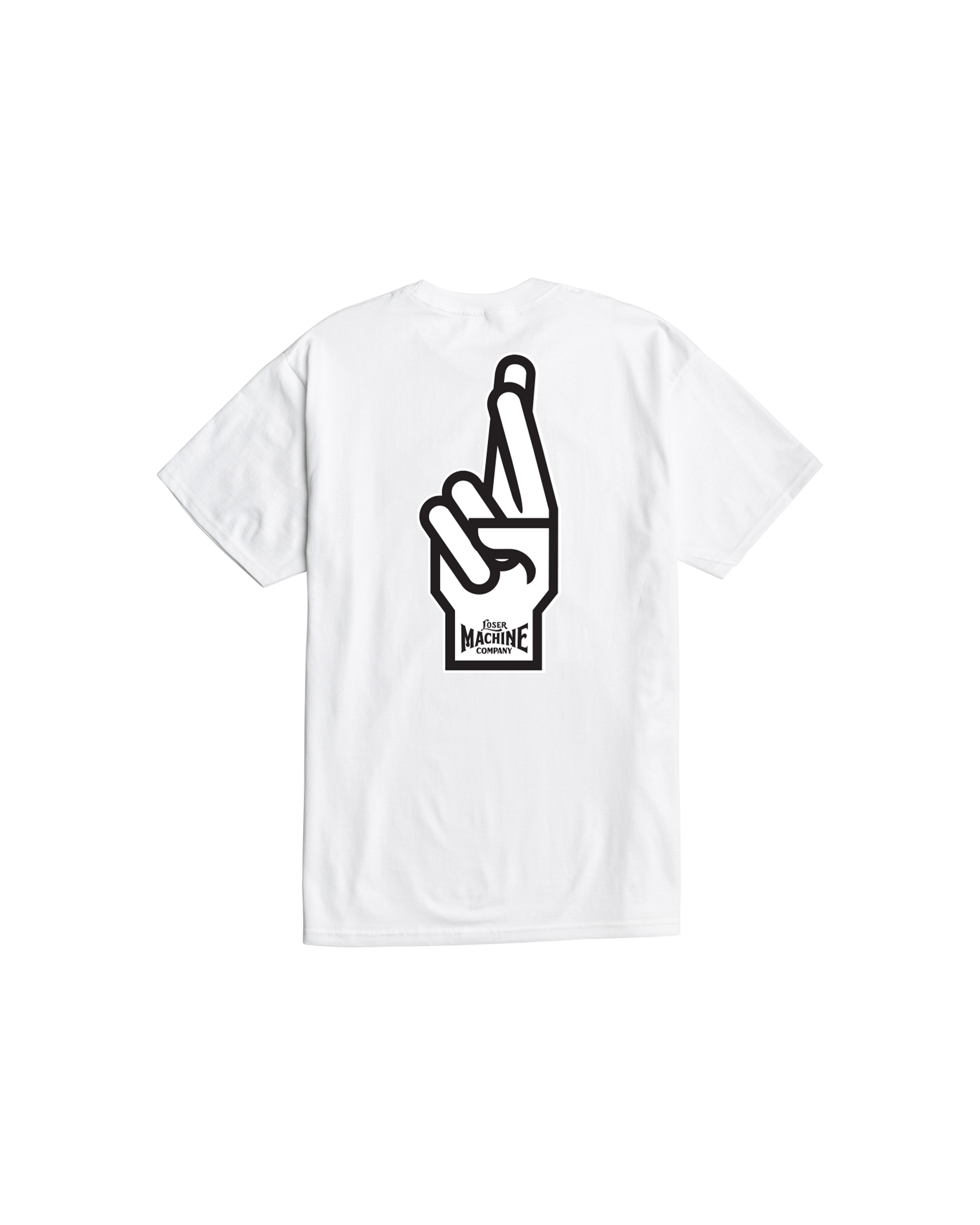loser machine good luck fingers stock t-shirt white