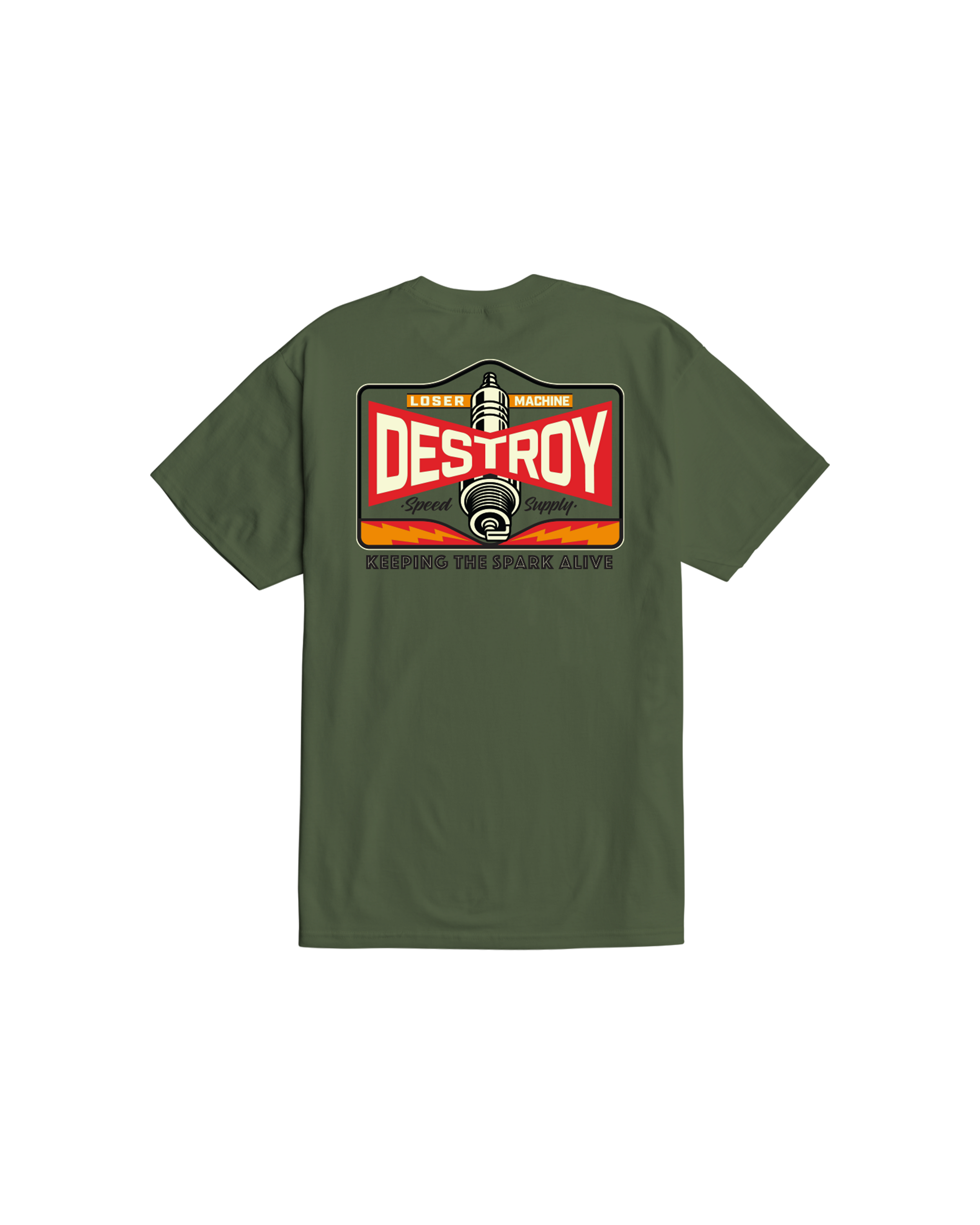 loser-machine-hot-spark-stock-t-shirt-desert-green (zoomed)