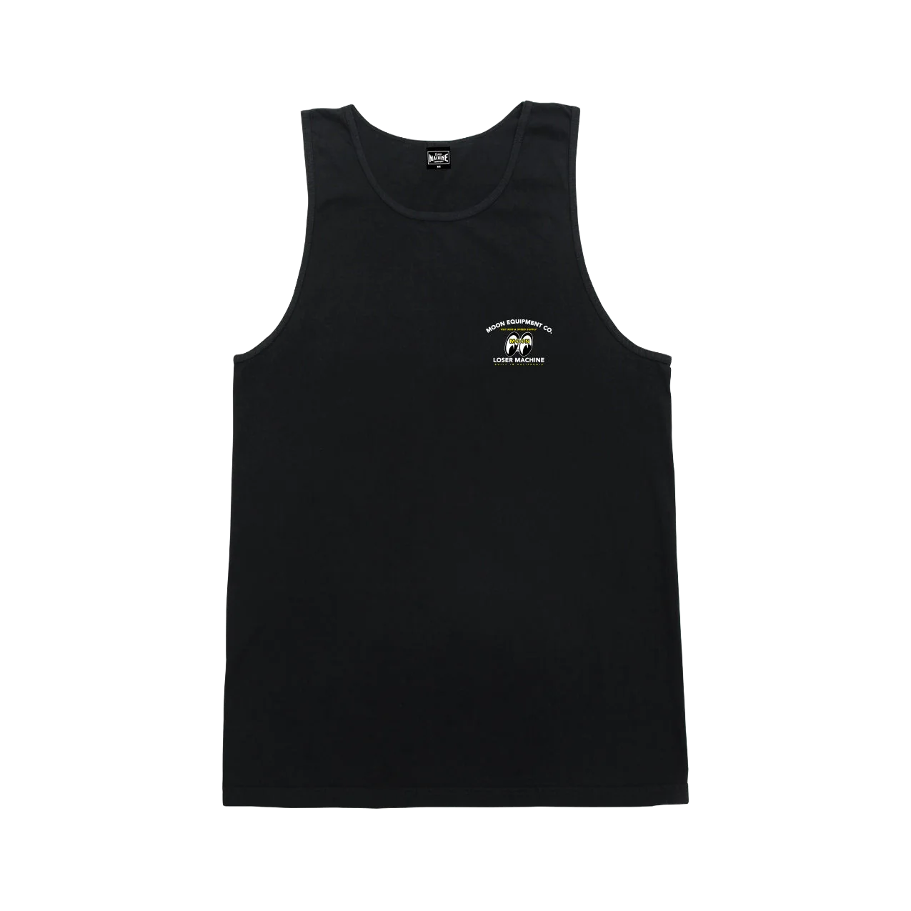 color: BLACK ~ alt: LMC X MOONEYES PACIFIC COAST HIGHWAY STOCK TANK TOP (zoomed)