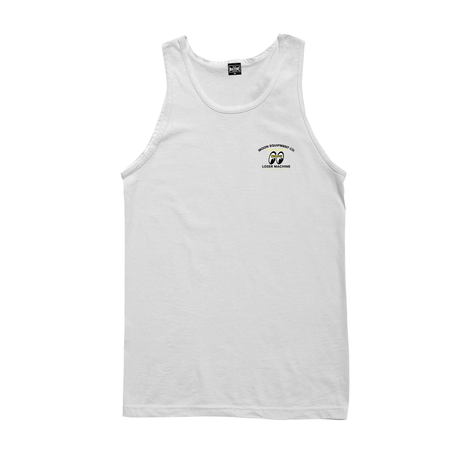 color: WHITE ~ alt: LMC X MOONEYES PACIFIC COAST HIGHWAY STOCK TANK TOP (zoomed)
