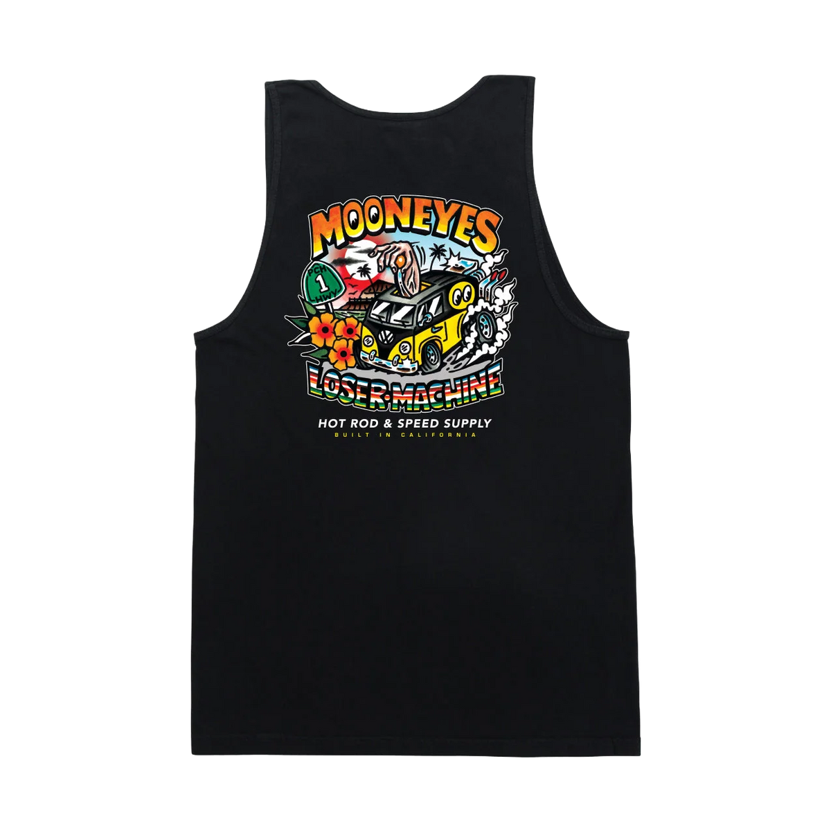 color: BLACK ~ alt: LMC X MOONEYES PACIFIC COAST HIGHWAY STOCK TANK TOP